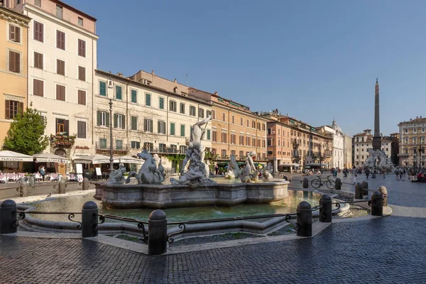 Roma Italia Junio 2021 Fuente Neptuno Piazza Navona Ejemplo Significativo — Foto de Stock