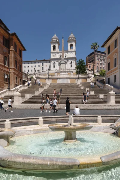 Roma Talya Haziran 2021 Roma Daki Spanyol Merdivenleri Planda Fontana — Stok fotoğraf