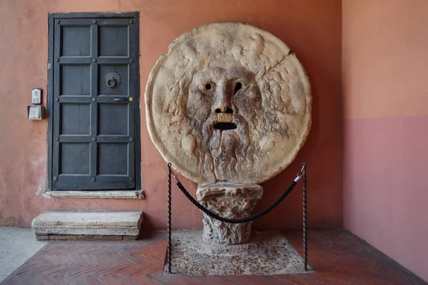 Close Mouth Truth Bocca Della Verit Old Sewer Cover Lid — Stock Photo, Image