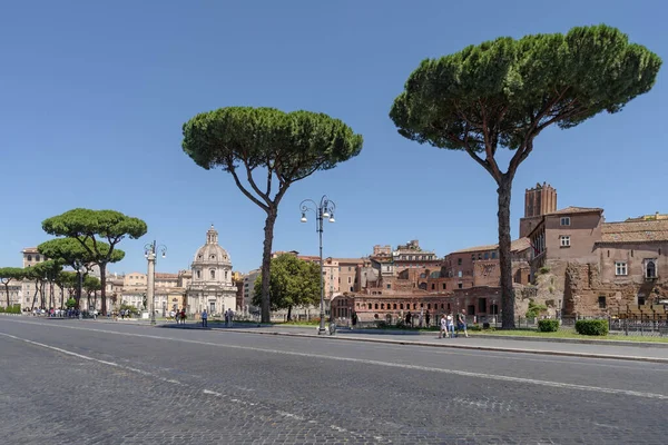 Róma Olaszország Június 2021 Fórum Trajan Kilátás Dei Fori Imperiali — Stock Fotó