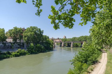 Tiber nehri Roma 'da Tiber Adası (Isola Tiberina) yakınlarında. 