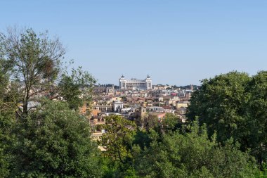 Villa Borghese Bahçeleri 'ndeki Pincio' dan Roma manzarası