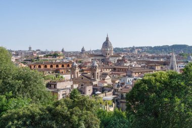 Villa Borghese Bahçeleri 'ndeki Pincio' dan Roma manzarası