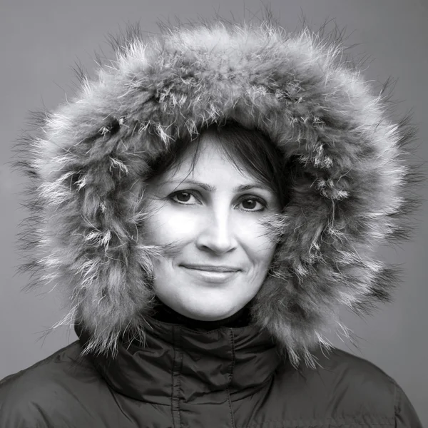 Kürk başlık kadın portresi — Stok fotoğraf