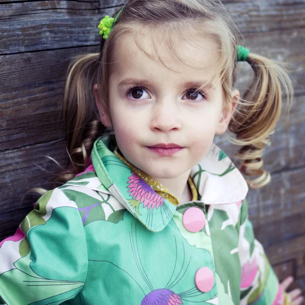 Little girl closeup outdoors — Stock Photo, Image