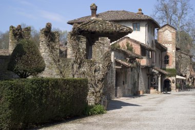 Grazzano Visconti - ortaçağ köyü il Piacenza, İtalya
