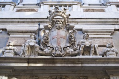 Genoa-Italy. Detail of facade the Palazzo Doria Tursi clipart