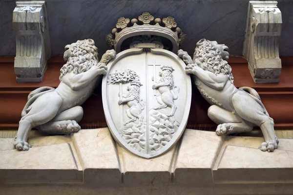 Genoa-Italy. Detail of facade the Palazzo Rosso — Stock Photo, Image