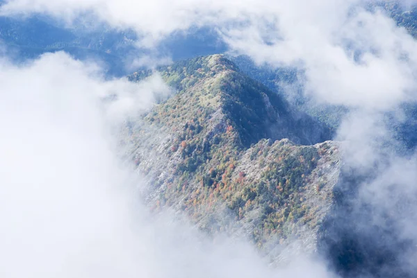 Туман, открывающий горный хребет — стоковое фото