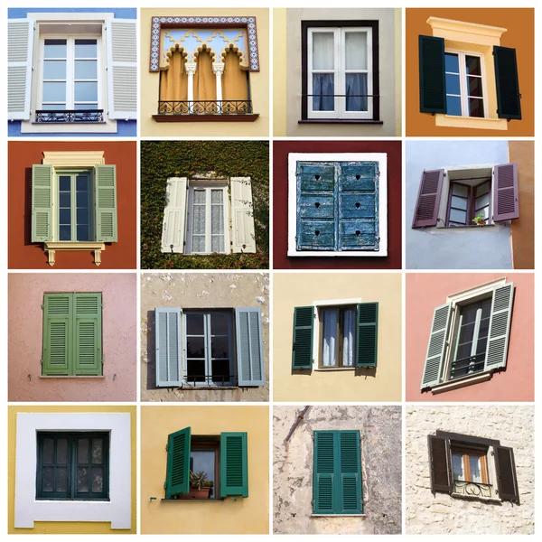 Old-fashioned windows in Mediterranean style — Stock Photo, Image