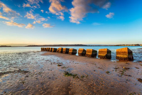 World War Tank Traps Bramble Bush Bay Studland Dorset Coast — Stock Photo, Image