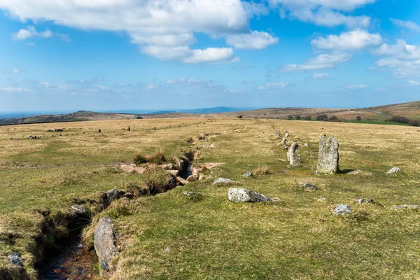 Merrivale Stone Rows — Stock Photo, Image