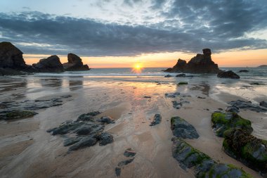 Sunset on the Cornish Coast clipart