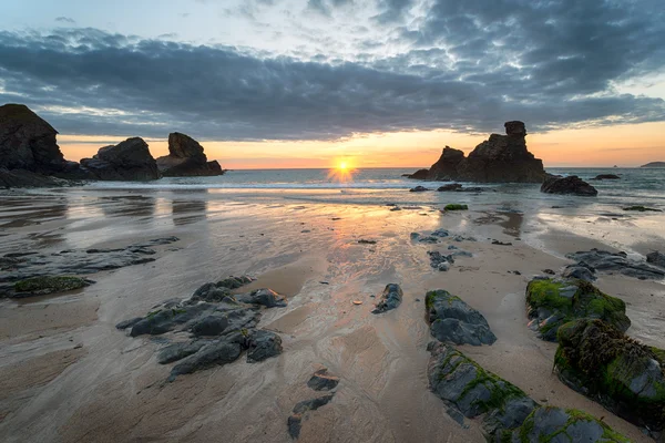 Puesta de sol en la costa de Cornualles —  Fotos de Stock