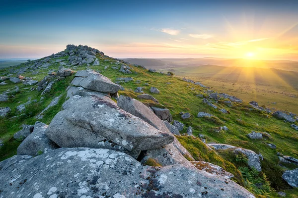 Puesta de sol en el páramo Bodmin — Foto de Stock