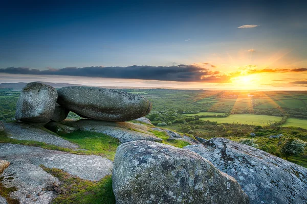 Sunset at Helman Tor in Cornwall — Stock Photo, Image