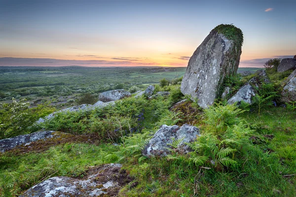 Puesta de sol en Helman Tor en Cornwall —  Fotos de Stock