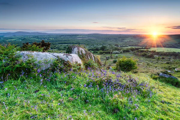 Západ slunce na Helman Torin Cornwall — Stock fotografie