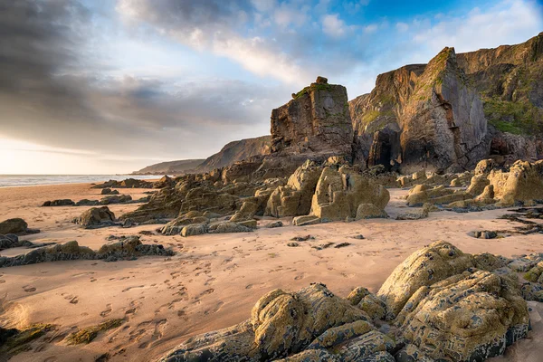 Sandymouth Beach in de buurt van Bude — Stockfoto