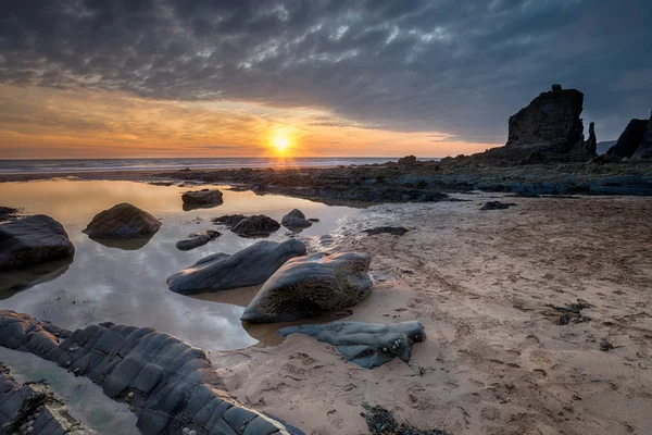 Sandymouth Beach w pobliżu Bude — Zdjęcie stockowe