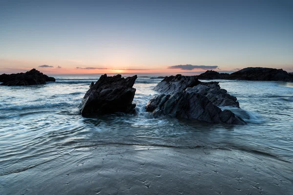 Sharrow plaj gün batımında — Stok fotoğraf