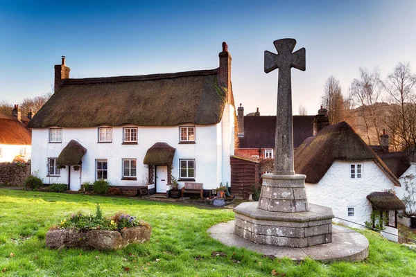 Rieten Cottages op Dartmoor — Stockfoto