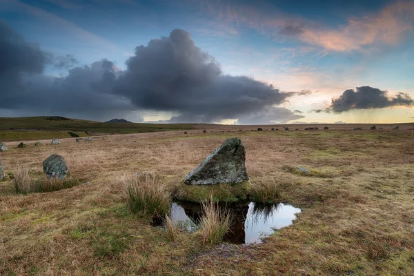 Salida del sol sobre Stannon Stone Circle — Foto de Stock