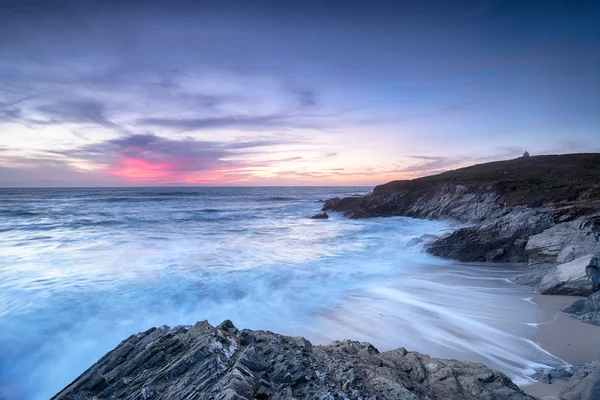 Tramonto a Newquay in Cornovaglia — Foto Stock