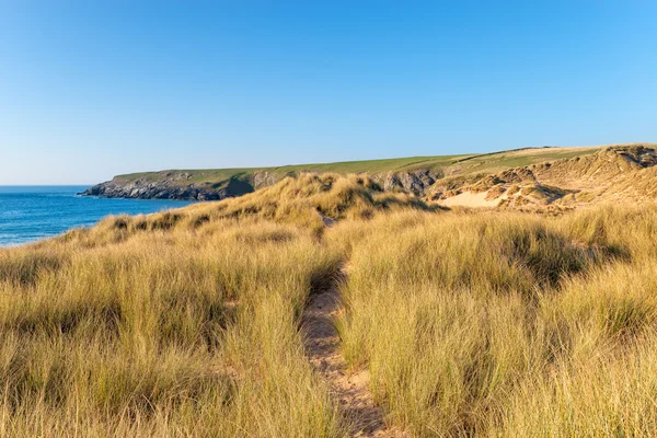 Sanddünen an der Holywell Bay — Stockfoto