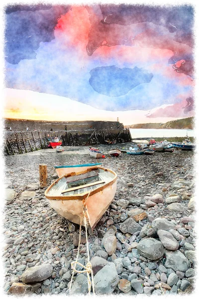 Barcos de pesca em clovelly — Fotografia de Stock