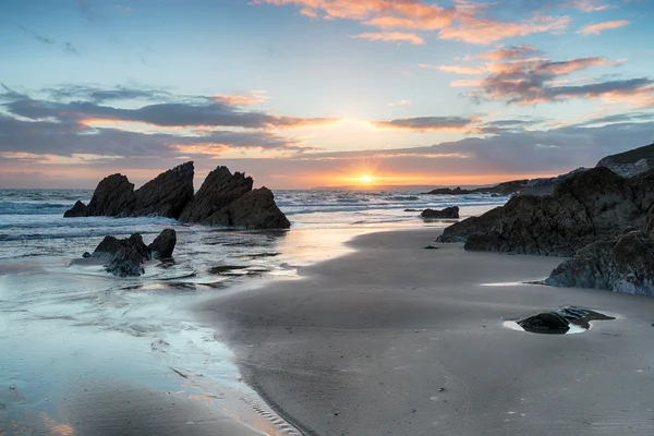 Západ slunce nad Whitsand Bay — Stock fotografie