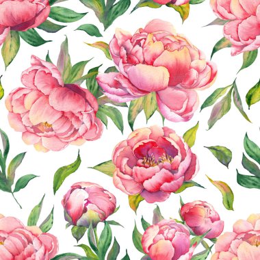 Pembe şakayık çiçekli kusursuz desen.