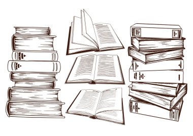 Kitap yığınları kümesi.