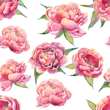 Pembe şakayık çiçekli kusursuz desen.