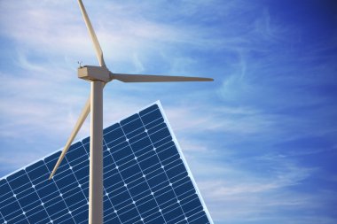 Fotovoltaik panel ve Rüzgar değirmeni ekolojik enerji