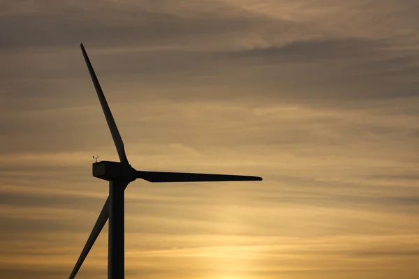 Silueta de parque de molinos de viento para energía eléctrica ecológica y renovable — Foto de Stock