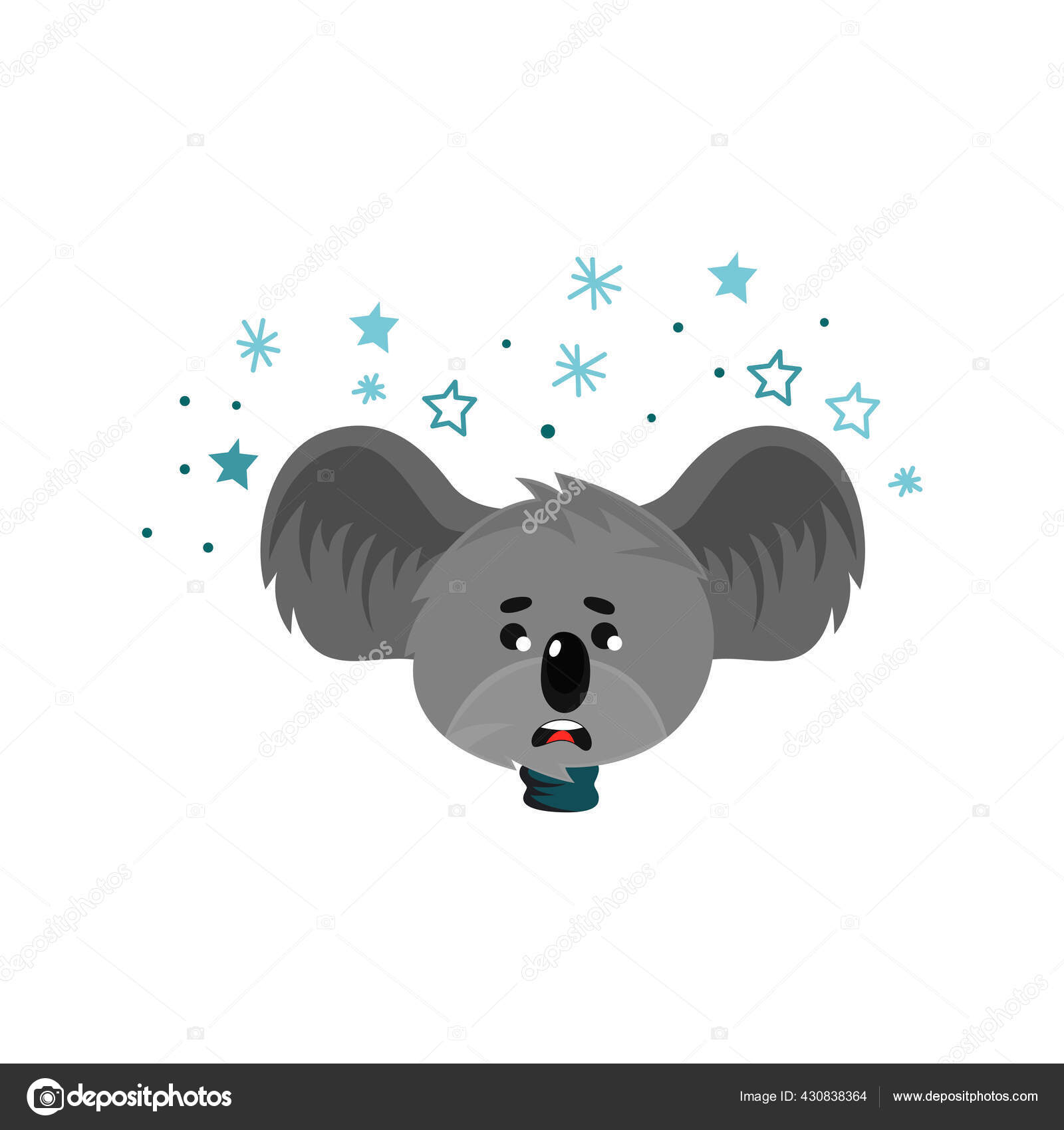 漫画コアラ グレイ ベアー Koala Grey Bear Head Protruding Ears 欲求不満ベクトルイラストの感情を表現する ストックベクター C Anna Yakunina