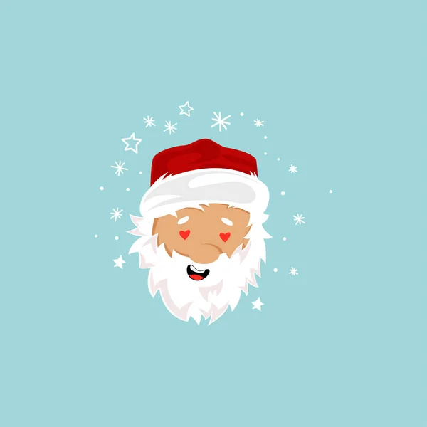 Enamoured Santa Claus Face Wearing Red Hat White Beard Vector — Image vectorielle