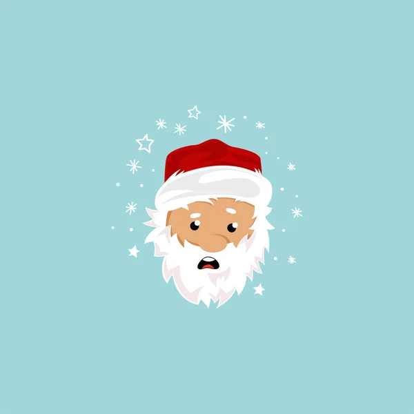 Frustrated Santa Claus Face Nošení Red Hat White Beard Vector — Stockový vektor