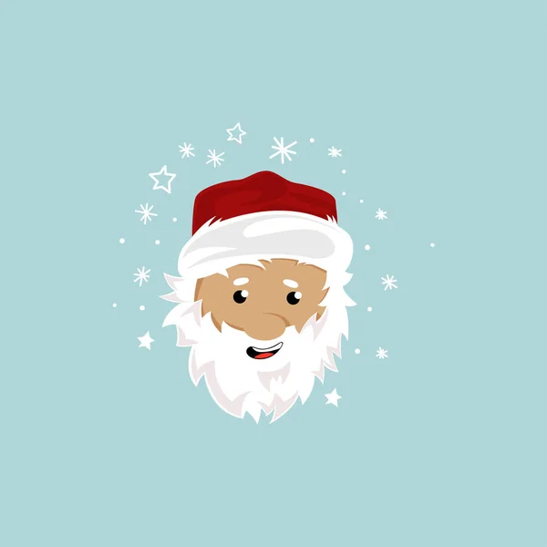 Улыбающийся Санта Клаус Красной Шляпе Векторной Иллюстрацией Белой Бороды Голова — стоковый вектор