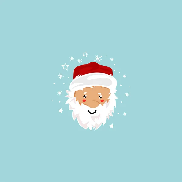 Rosto Sorridente Papai Noel Vestindo Chapéu Vermelho Ilustração Vetor Barba —  Vetores de Stock