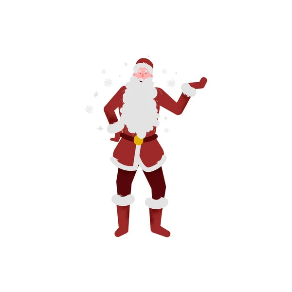 Santa Claus Con Barba Blanca Capa Roja Como Personaje Feliz — Vector de stock