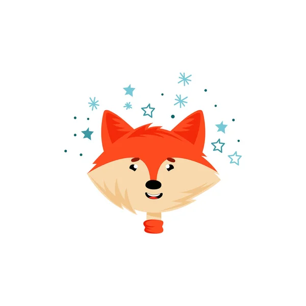 Red Fox Head Face Expressing Emotion Happiness Vector Illustration Inglês Vetores De Bancos De Imagens Sem Royalties