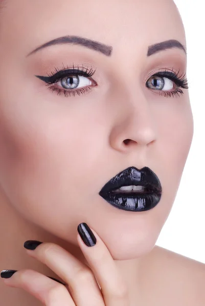 Skönhet mode modell flicka med svart make up, lång Swellendams. mörk — Stockfoto