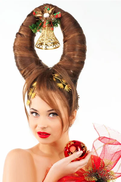 Noel kış kadın. Ağaç güzel yeni yıl ve Noel ho