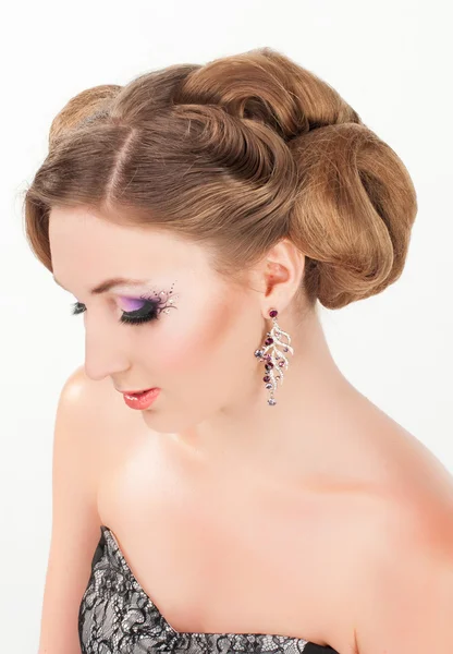 Portrait of the beautiful young girl in an image of the bride — Stock Photo, Image