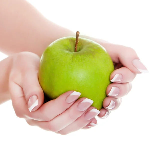 elinde taze yeşil elma