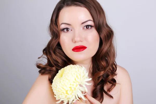 Sexy Beauty Girl with Red Lips and Nails. Provocative Make up. — Stock Photo, Image