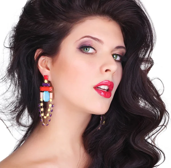 Sexy Schönheit Mädchen mit roten Lippen. Provokantes Make-up. Luxusfrau — Stockfoto
