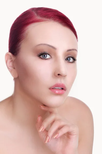 Hermosa cara de mujer adulta joven con la piel limpia y fresca - isol — Foto de Stock
